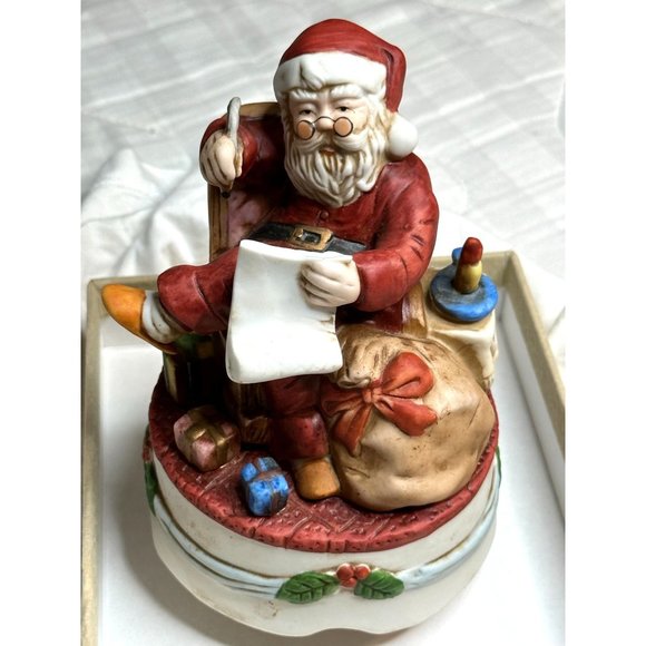 Homco Santa Claus Musical Jingle Bells Bisque Figurine Vtg 80s Christmas Season - Picture 2 of 4